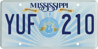 MS license plate YUF210