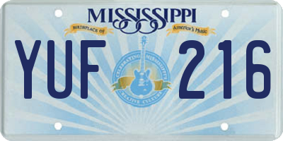 MS license plate YUF216