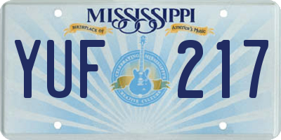 MS license plate YUF217