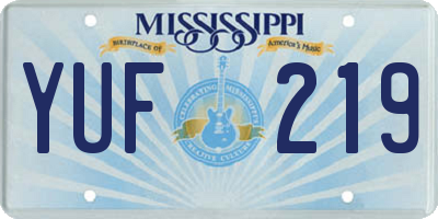 MS license plate YUF219
