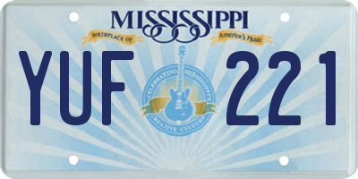 MS license plate YUF221