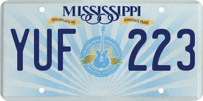 MS license plate YUF223