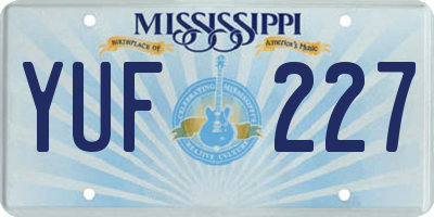 MS license plate YUF227