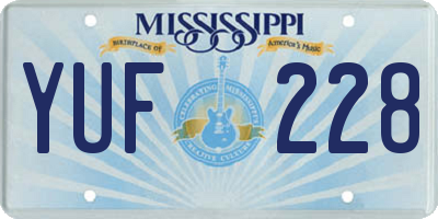 MS license plate YUF228