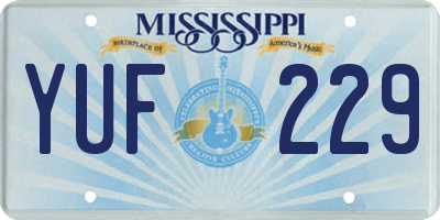 MS license plate YUF229