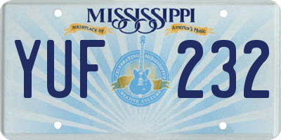 MS license plate YUF232