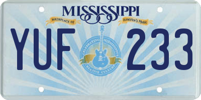 MS license plate YUF233