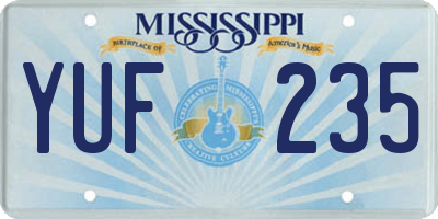 MS license plate YUF235