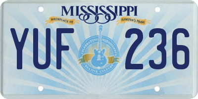 MS license plate YUF236