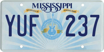 MS license plate YUF237