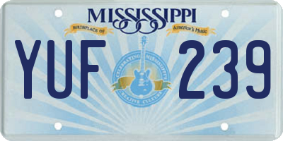 MS license plate YUF239