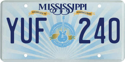 MS license plate YUF240