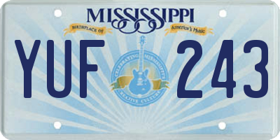 MS license plate YUF243