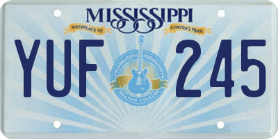 MS license plate YUF245