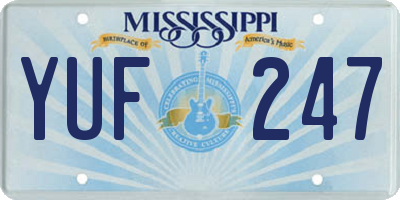 MS license plate YUF247