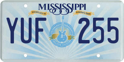 MS license plate YUF255
