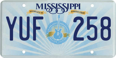 MS license plate YUF258