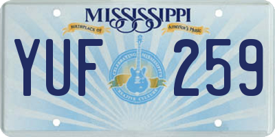 MS license plate YUF259