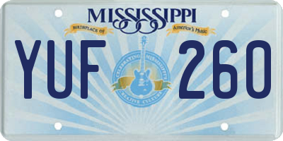 MS license plate YUF260