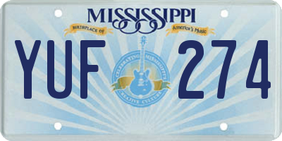 MS license plate YUF274