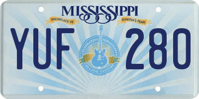 MS license plate YUF280