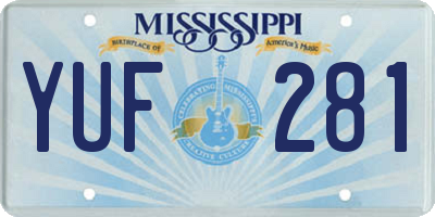 MS license plate YUF281