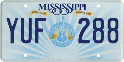 MS license plate YUF288