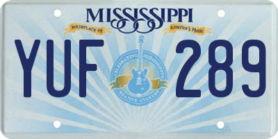 MS license plate YUF289
