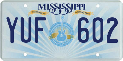 MS license plate YUF602