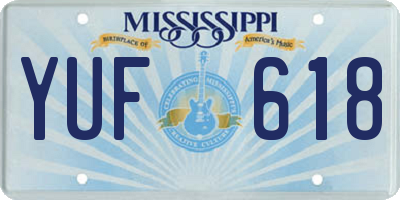 MS license plate YUF618