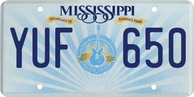 MS license plate YUF650