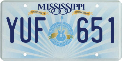 MS license plate YUF651