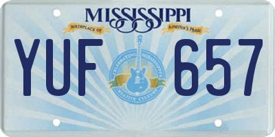 MS license plate YUF657