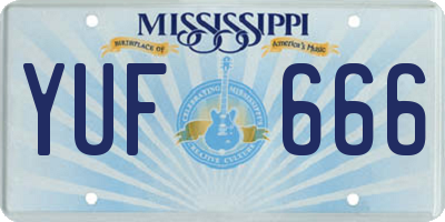 MS license plate YUF666
