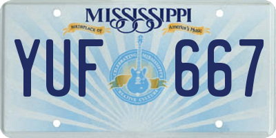 MS license plate YUF667
