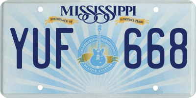MS license plate YUF668