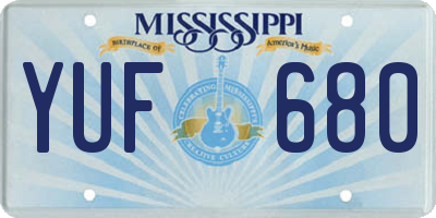 MS license plate YUF680