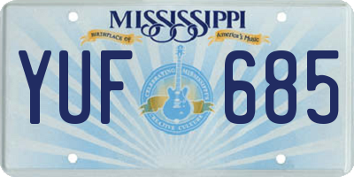 MS license plate YUF685
