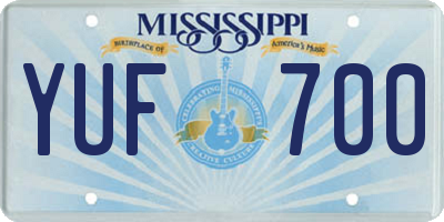 MS license plate YUF700