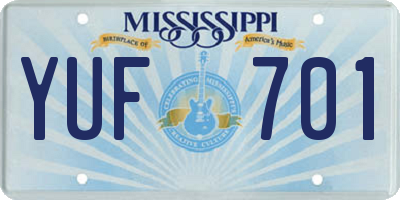 MS license plate YUF701