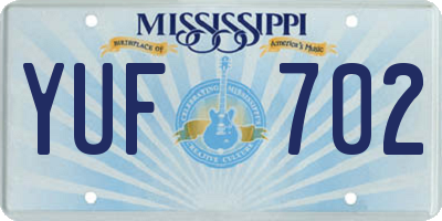 MS license plate YUF702