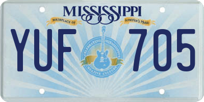 MS license plate YUF705