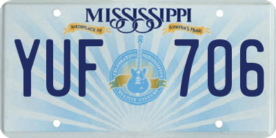 MS license plate YUF706