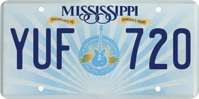 MS license plate YUF720