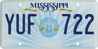 MS license plate YUF722