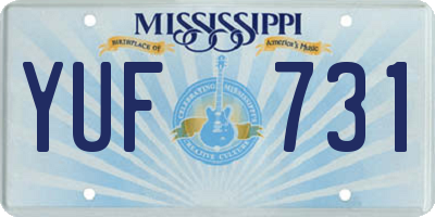 MS license plate YUF731