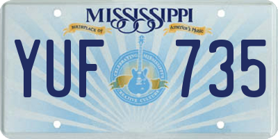 MS license plate YUF735