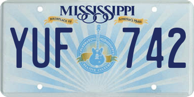 MS license plate YUF742