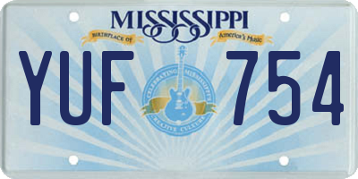 MS license plate YUF754