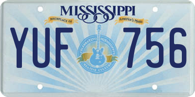 MS license plate YUF756